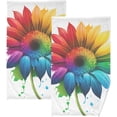 thumbnail image 1 of Dreamtimes Hand Towels Rainbow Sunflower 2 PCS, Cotton Bath Towels Drying Face Hands Body Decorative Water Absorbent Lightweight Washcloth for Bathroom Ktichen Travel Gym, 16"×28", 1 of 7