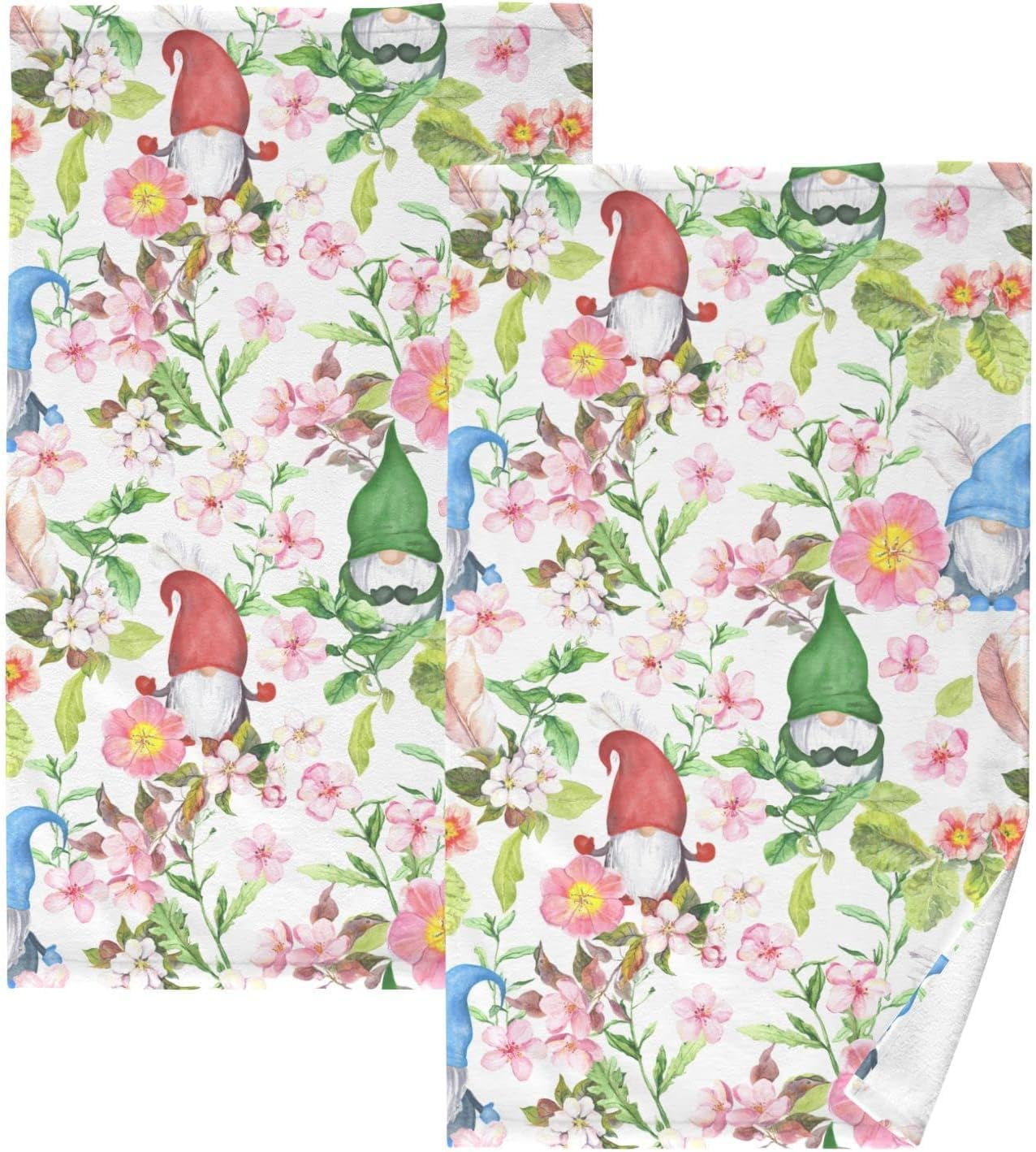 Dreamtimes Hand Towels Watercolor Gnomes 2 PCS, Cotton Bath Towels