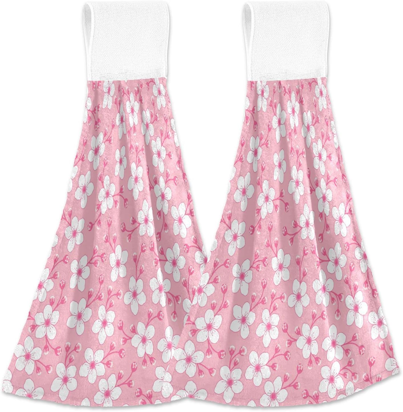 Dreamtimes Hanging Hand Towels£¬White Pink Floral Cherry Blossom