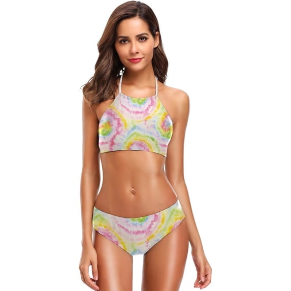 Dreamtimes Hippie Tie Dye Swirl Swimsuits Padded Bikini Sets Sexy Swimwear for Women, Medium