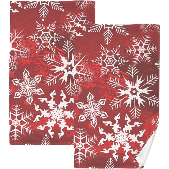 Dreamtimes Hipster Snowflakes Flower Cotton Towels Set 2 Pcs Absorbent Hand Towel Face Towels Kitchen Towels Bath Towels for Bathroom Laundry Room Kitchen 16 x 28 Inches