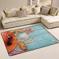 thumbnail image 1 of Dreamtimes Holiday Beach Starfish Seashells Area Rug 72x48in Old Blue Wooden Board Non-Slip Floor Carpet Comfort Floor Mats Decor for Indoor Living Dining Room and Bedroom Area, 1 of 7