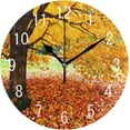 thumbnail image 1 of Dreamtimes Home Decor Autumn Fall Leaves Tree Oil Painting Round Acrylic 10 Inch Wall Clock Non Ticking Silent Clock Art for Living Room Kitchen Bedroom, 1 of 7