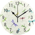 thumbnail image 1 of Dreamtimes Home Decor Colorful Cartoon Dragonfly Round Acrylic 10 Inch Wall Clock Non Ticking Silent Clock Art for Living Room Kitchen Bedroom, 1 of 7