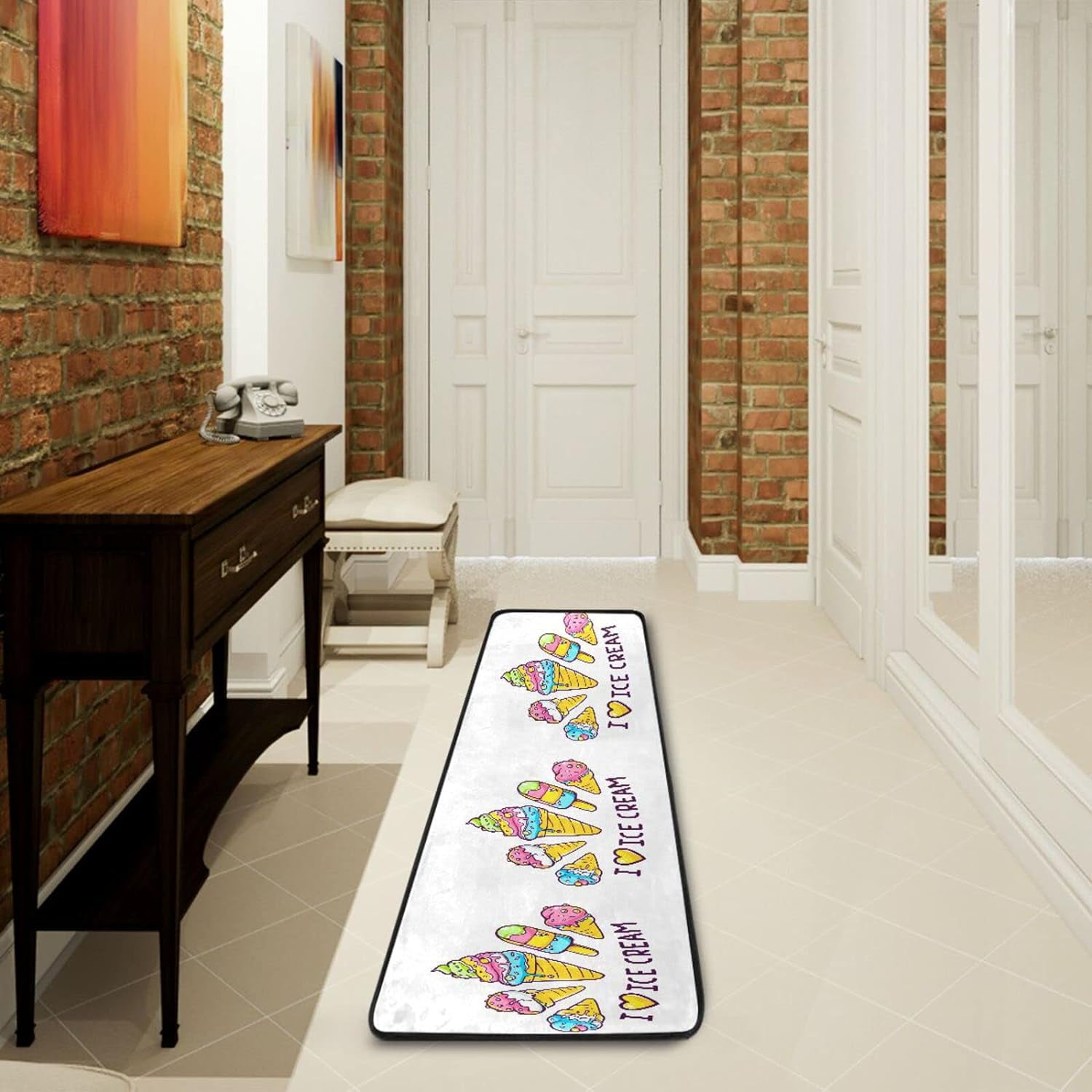 Dreamtimes I Love Ice Cream Hallway Runner Rug 2'x6' Kitchen Rug with ...