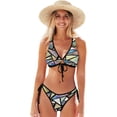 thumbnail image 1 of Dreamtimes Iridescent Triangles Abstract Women's Bikini Set O Ring Tie Back High Cut Two Piece Swimsuit Bathing Suits, Large, 1 of 7