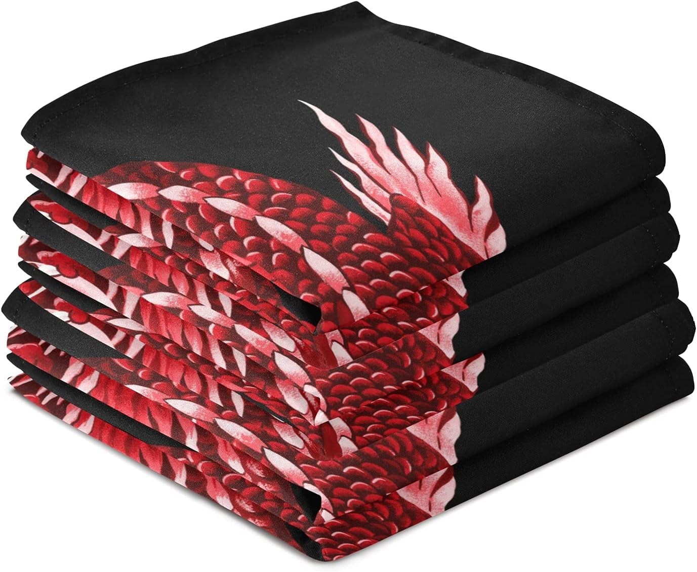 Dreamtimes Japanese Red Dragon Black Kitchen Towels Bar Tea Dish Towel ...
