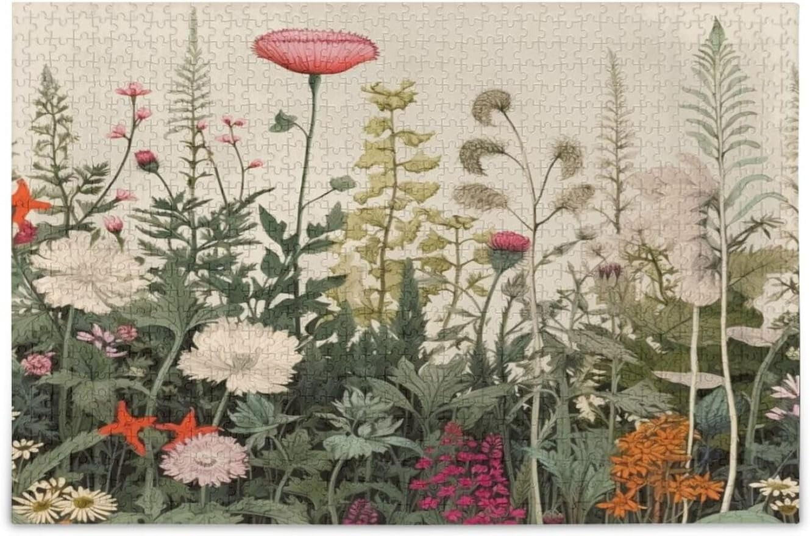 Vintage Flower & Book 1000 Piece Jigsaw Puzzle - Beautiful Wildflower Art For Adults