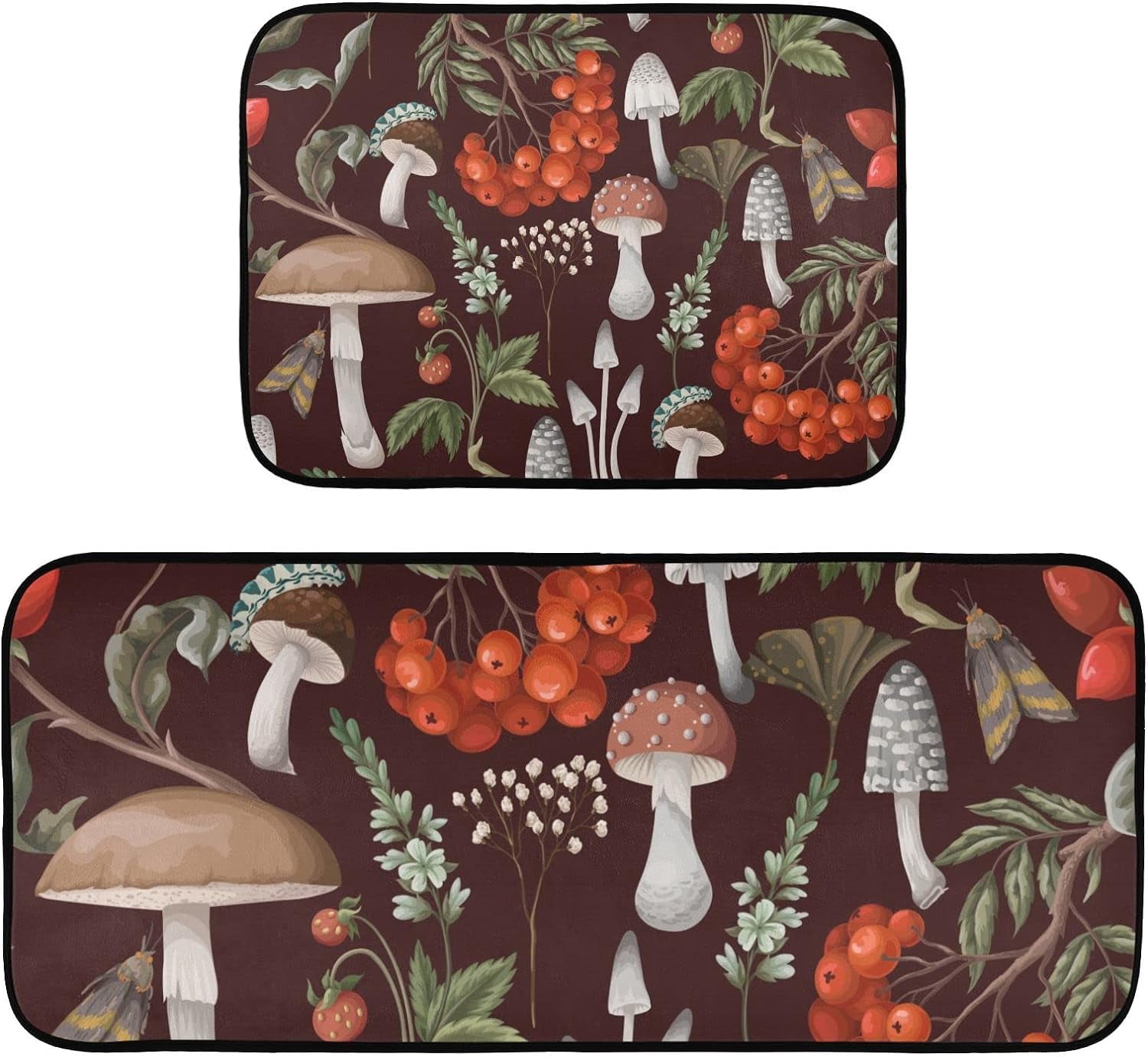 Dreamtimes Kitchen Mat Fruit Mushroom 2 Pcs, Anti Fatigue Kitchen Rugs