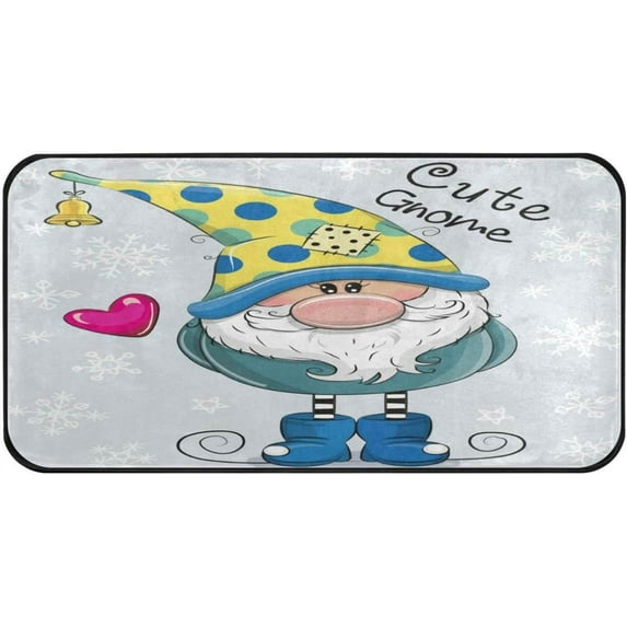 Dreamtimes Kitchen Rugs,Cute Cartoon Gnome Non Slip Washable Cushioned Carpets Polyester AntiFatigue Comfort Porch Floor Mat Christmas Decoration 39×20 in