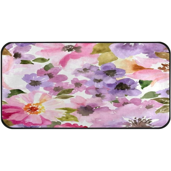 Dreamtimes Kitchen Rugs,Purple Advertisement Non Slip Washable Cushioned Carpets Polyester AntiFatigue Comfort Porch Floor Mat Christmas Decoration 39×20 in