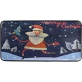 thumbnail image 1 of Dreamtimes Kitchen Rugs,Santa Claus Running with Christmas Tree Non Slip Washable Cushioned Carpets Polyester AntiFatigue Comfort Porch Floor Mat Christmas Decoration 39×20 in, 1 of 7