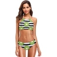 thumbnail image 1 of Dreamtimes Kiwi Fruit Black Stripe Swimsuits Padded Bikini Sets Sexy Swimwear for Women, XX-Large, 1 of 7