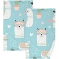 thumbnail image 1 of Dreamtimes Lamas Rainbow Cotton Towels Set 2 Pcs Absorbent Hand Towel Face Towels Kitchen Towels Bath Towels for Bathroom Laundry Room Kitchen 16 x 28 Inches, 1 of 7