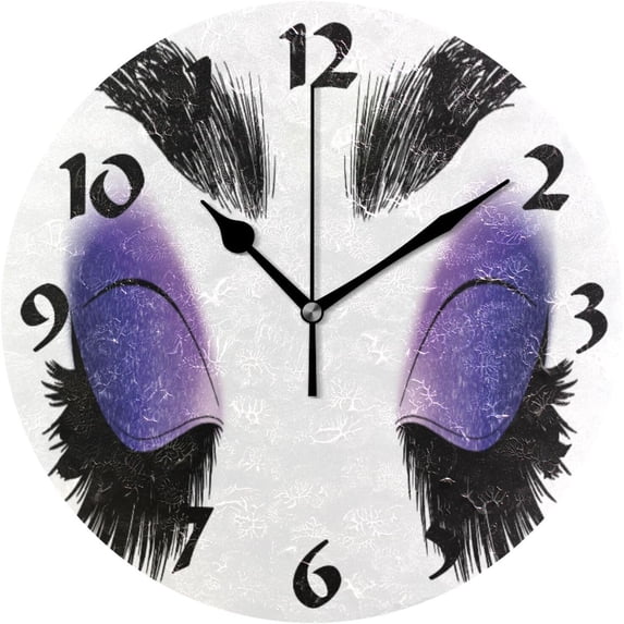 Dreamtimes Lashes Makeup Closed Eyes Pattern Round Wall Clock,Silent Non Ticking Battery Operated Accurate Home Clock,Vintage Farmhouse Wall Decor,10 Inch