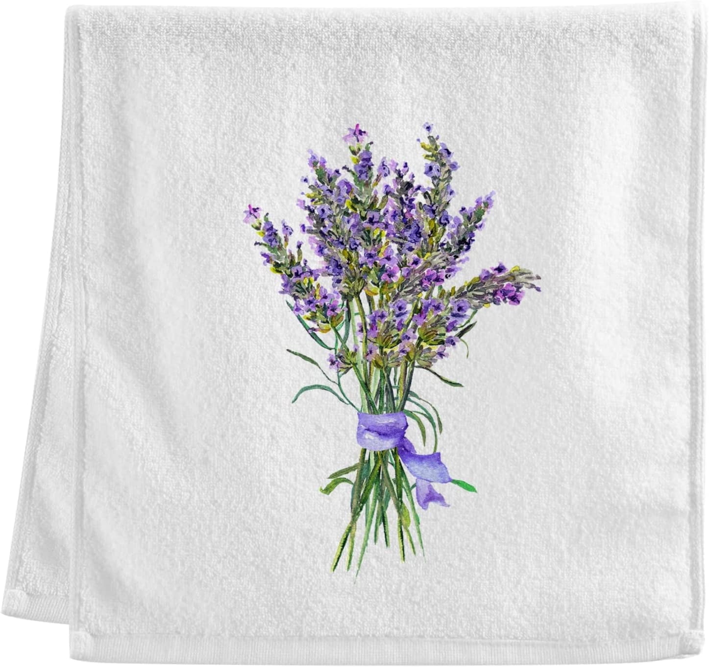 Dreamtimes Lavender Flower Hand Towels White Bath Towels Soft Absorbent ...