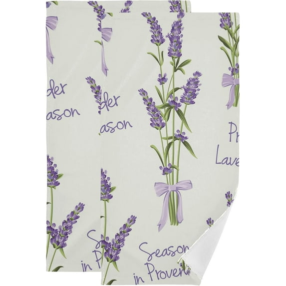 Dreamtimes Lavender Soft Hand Towels 2-Piece Absorbent Bath Towel Decorative Fingertip Towels for Bathroom Gym Spa Hotel Beach Swimming Pool,14.4" x 28.3"