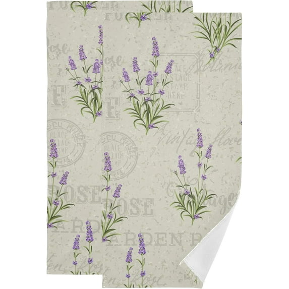 Dreamtimes Lavender Soft Hand Towels 2-Piece Absorbent Bath Towel Decorative Fingertip Towels for Bathroom Gym Spa Hotel Beach Swimming Pool,14.4" x 28.3"
