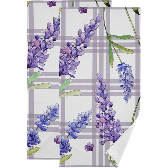 Dreamtimes Lavender Soft Hand Towels 2-Piece Absorbent Bath Towel Decorative Fingertip Towels for Bathroom Gym Spa Hotel Beach Swimming Pool,14.4" x 28.3"
