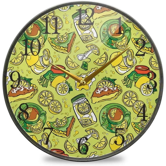 Dreamtimes Lemon Toy Pattern Wall Clock Silent Non Ticking 10 Inch Round Easy to Read for Home Office School Clock