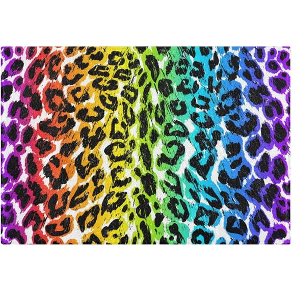 Dreamtimes Leopard Print Bath Mat Set Soft High Absorbent Non Slip Rectangular Bath Rug+U-Shaped Toilet Mat, Non-Slip Bath Carpet Bath Mats for Bathroom 17.3"x13.4"+23.6"x15.7"