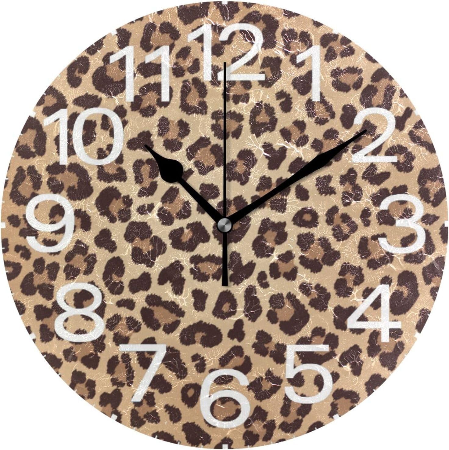 Dreamtimes Leopard Print Wall Clock,Silent Non Ticking 10 Inch Battery ...