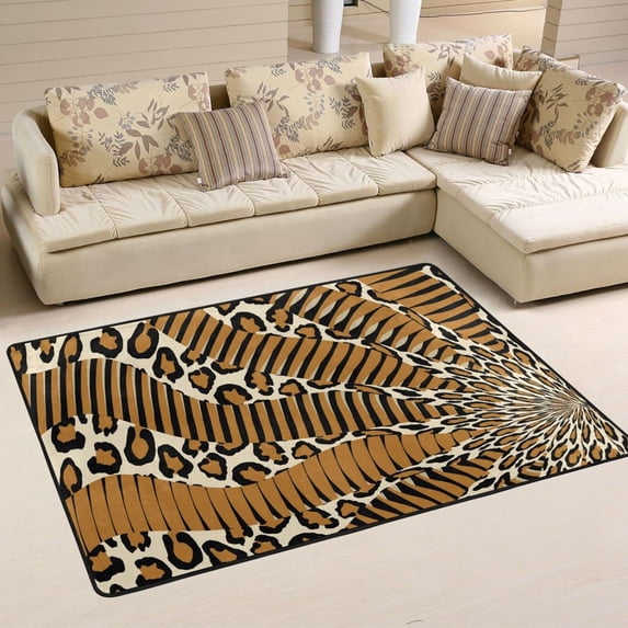 Dreamtimes Leopard Zebra Pattern Area Rug, 36"x24" Animal Texture Non-Slip Washable Indoor Door Mat, Absorbent Floor Mat for Bedroom Kitchen Entryway Bathroom