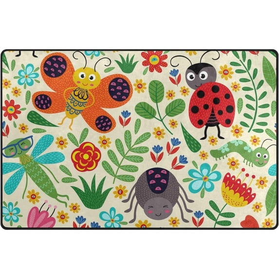 Dreamtimes Lightweight Carpet Mats, 31 x 20 inches Area Soft Rugs Floor Mat Doormat Decoration for Rooms Entrance Insect and Plants