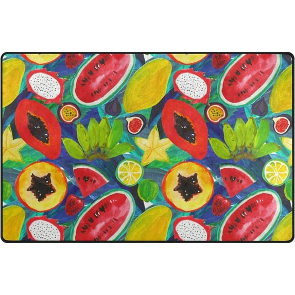 Dreamtimes Lightweight Carpet Mats, 31 x 20 inches Area Soft Rugs Floor Mat Doormat Decoration for Rooms Entrance Watercolor Exotic Fruits