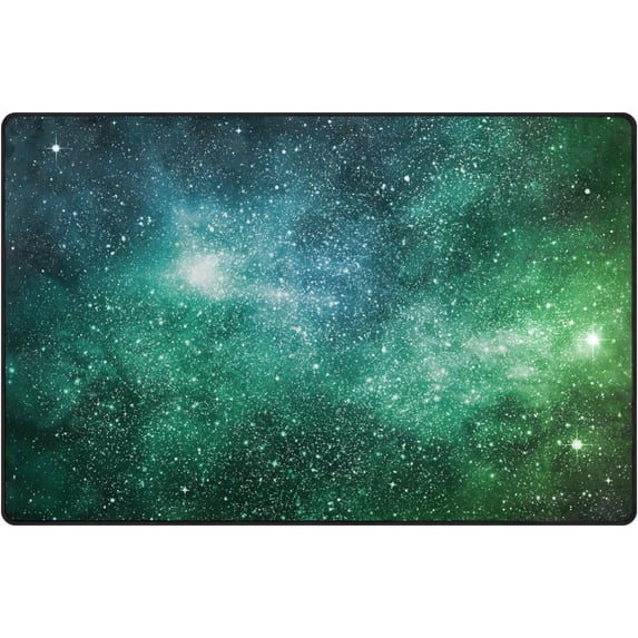 Dreamtimes Lightweight Non Slip Carpet Mats 60 x 39 inch (5'x 3'3"), Area Soft Rugs Floor Mat Rug Decoration for Kids Room Living Room Green Pattern Galaxy