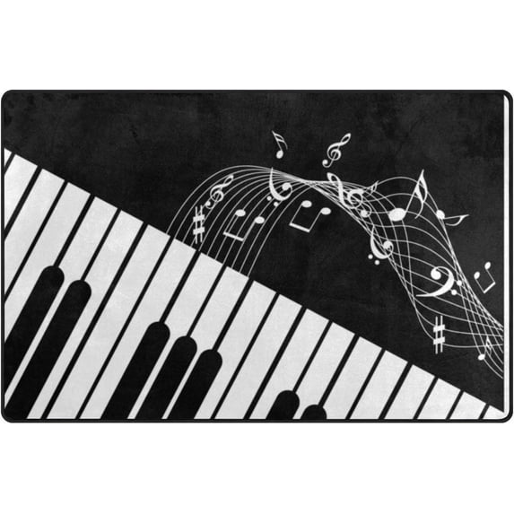 Dreamtimes Lightweight Soft Area Rugs 31x20 Inch, Background with Music Notes Floor Mat Doormat for for Rooms Entrance Hardwood Floor Living Room 2'7" x 1'8") Nursery Rugs