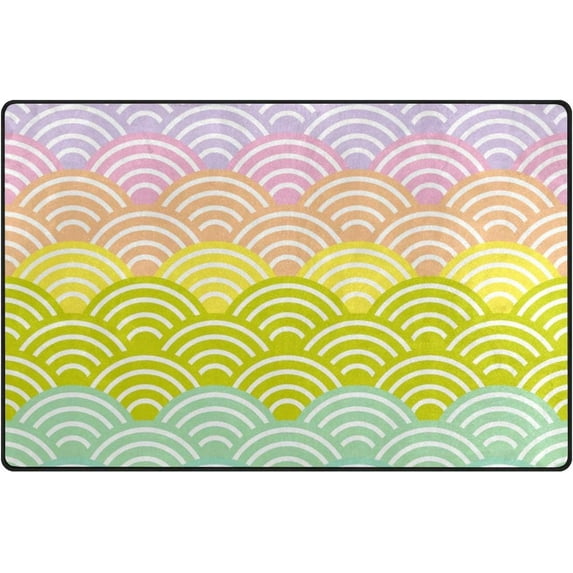 Dreamtimes Lightweight Soft Area Rugs 31x20 Inch, Colorful Mermaid Scales Floor Mat Doormat for for Rooms Entrance Hardwood Floor Living Room 2'7" x 1'8"） Nursery Rugs
