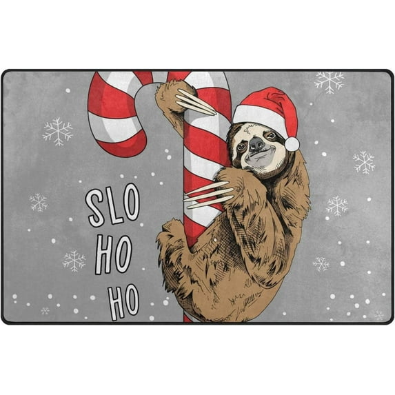 Dreamtimes Lightweight Soft Area Rugs 31x20 Inch, Cute Sloth in Santa's Hat On Lollipop Floor Mat Doormat for for Rooms Entrance Hardwood Floor Living Room 2'7" x 1'8") Nursery Rugs