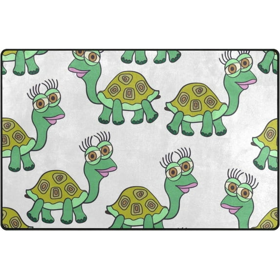 Dreamtimes Lightweight Soft Area Rugs 31x20 Inch, Cute Turtle On White Floor Mat Doormat for for Rooms Entrance Hardwood Floor Living Room 2'7" x 1'8") Nursery Rugs