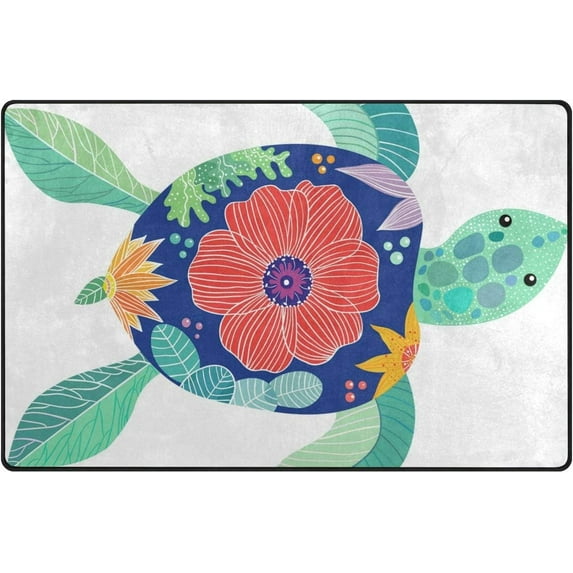 Dreamtimes Lightweight Soft Area Rugs 31x20 Inch, Ethnic Turtle Floor Mat Doormat for for Rooms Entrance Hardwood Floor Living Room 2'7" x 1'8") Nursery Rugs