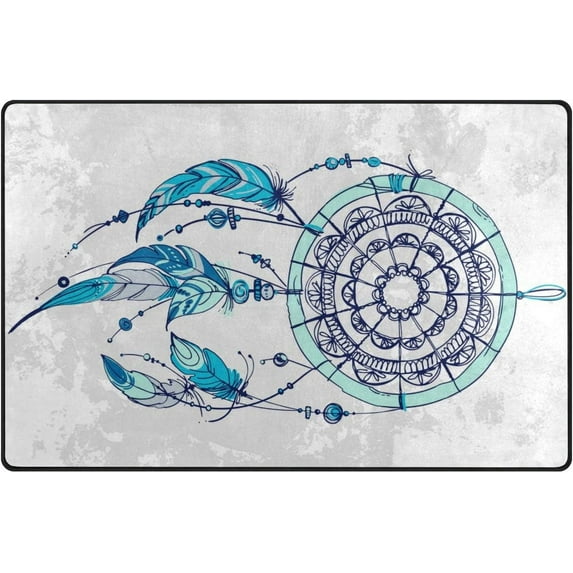 Dreamtimes Lightweight Soft Area Rugs 31x20 Inch, Feathers and Beads Floor Mat Doormat for for Rooms Entrance Hardwood Floor Living Room 2'7" x 1'8") Nursery Rugs