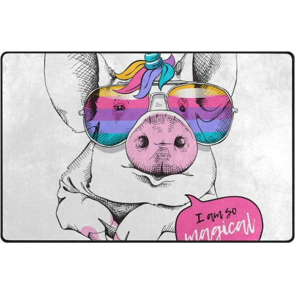 Dreamtimes Lightweight Soft Area Rugs 31x20 Inch, Pig Unicorn Floor Mat Doormat for for Rooms Entrance Hardwood Floor Living Room 2'7" x 1'8") Nursery Rugs