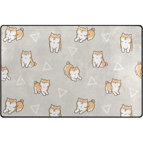 Dreamtimes Lightweight Soft Area Rugs 31x20 Inch, Shiba Inu Dog Triangle Floor Mat Doormat for for Rooms Entrance Hardwood Floor Living Room 2'7" x 1'8") Nursery Rugs
