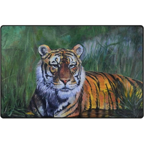 Dreamtimes Lightweight Soft Area Rugs 31x20 Inch, Tiger On The Water Floor Mat Doormat for for Rooms Entrance Hardwood Floor Living Room 2'7" x 1'8") Nursery Rugs