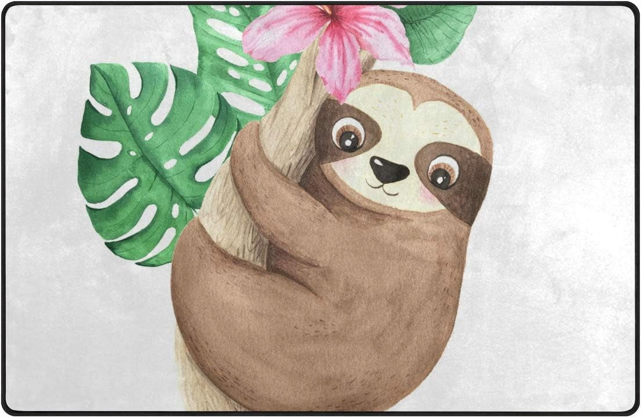 3D Cute Sloth 1078 Adrian Chesterman Rug Non Slip Rug Mat
