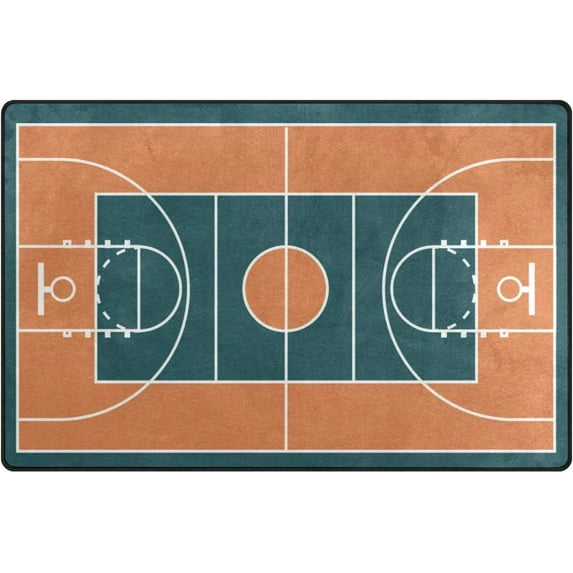 Dreamtimes Lightweight Soft Area Rugs 60 x 39 inch (5'x 3'3"), Urban Street Basketball Court Floor Mat for Kids Playing Room Hardwood Floor Living Room Nursery Rugs
