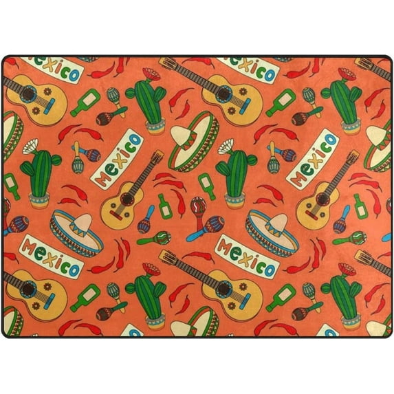 Dreamtimes Lightweight Soft Area Rugs 63 x 48 in, Cinco De Mayo Mexican Party Floor Mat for Kids Playing Room Hardwood Floor Living Room Nursery Rugs, 5'3" x 4'