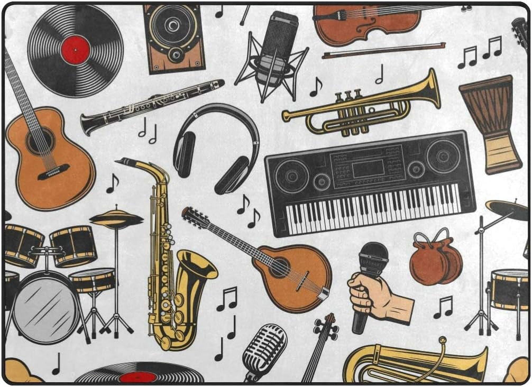 Musical Instrument Rug Dreamtimes Lightweight Soft Area Rugs 63 x 48 in, Musical Instruments ...