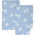 thumbnail image 1 of Dreamtimes Little White Flower Blue Cotton Towels Set 2 Pcs Absorbent Hand Towel Face Towels Kitchen Towels Bath Towels for Bathroom Laundry Room Kitchen 16 x 28 Inches, 1 of 7