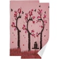 thumbnail image 1 of Dreamtimes Lover Couples Under A Love Tree Hand Towels 2 PCS, Spring Valentine Kitchen Towel Ultra Soft and Highly Absorbent,Decorative Fingertip Face Towel for Bathroom Hotel, 28.3"x14.4", 1 of 6