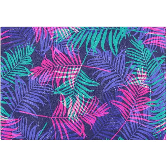 Dreamtimes Luxury Bathroom Rug Mat 17.3"x13.4", Extra Soft and Absorbent Microfiber Bath Rugs, Non-Slip Bath Carpet, Machine Wash Dry, Bath Mats for Bathroom Floor, Tub and Shower-Purple Green Leaves