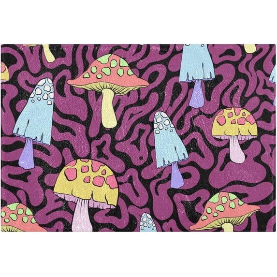 Dreamtimes Luxury Bathroom Rug Mat 17.3"x13.4", Extra Soft and Absorbent Microfiber Bath Rugs, Non-Slip Bath Carpet, Bath Mats for Bathroom Floor, Tub and Shower-Brightly Colored Mushrooms