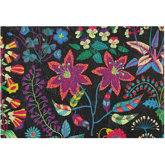 Dreamtimes Luxury Bathroom Rug Mat 24x16, Extra Soft and Absorbent Microfiber Bath Rugs, Non-Slip Bath Carpet, Machine Wash Dry, Bath Mats for Bathroom Floor, Tub and Shower-Vibrant Flowers