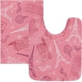 thumbnail image 1 of Dreamtimes Luxury Bathroom Rug Set 2 PCS, Pink Romantic Paris Streets Soft Absorbent Bath Rug and U-Shaped Contour Toilet Rug, Non-Slip Bath Carpet Bath Mats for Bathroom, 24"x16"+24"x20", 1 of 4