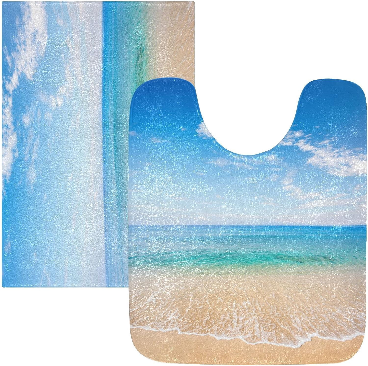 Dreamtimes Luxury Bathroom Rug Set 2 PCS, Sea View Soft Absorbent Bath ...